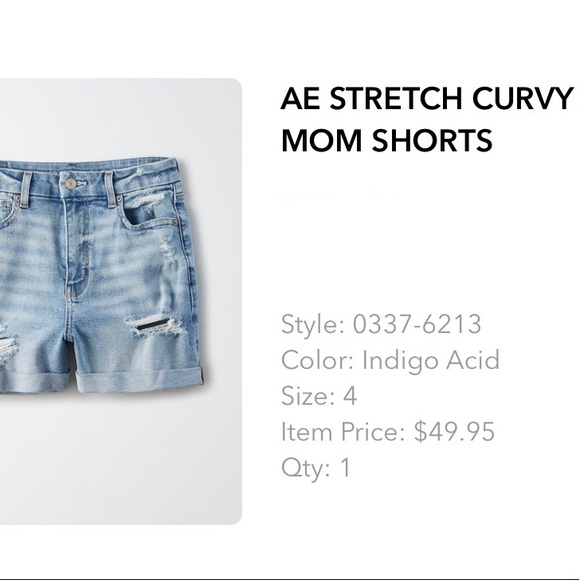 AE Stretch Curvy Denim Mom Shorts Waist 28ish  *See Pics & Info For Sizing* NWOT - Picture 3 of 6